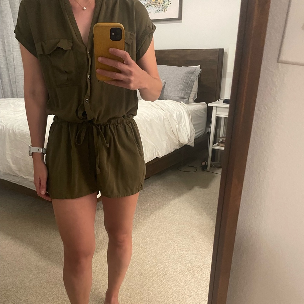 Olive green Old Navy romper.